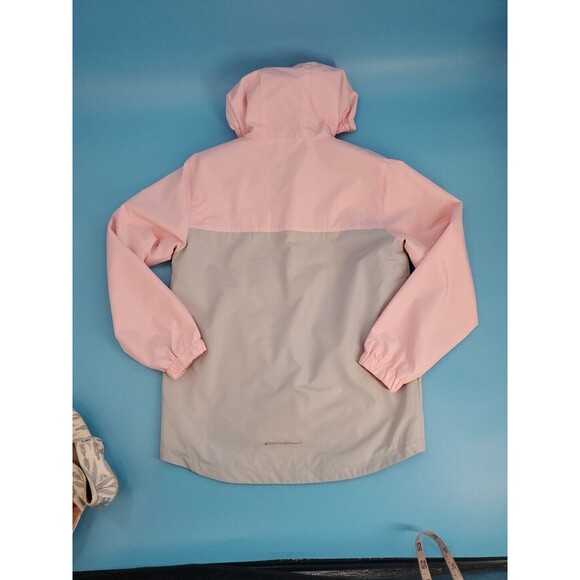 Girl Water Repellent Jacket Sz LG Hooded Rain Lightweight Coat  Pink &  Grey - Picture 13 of 16